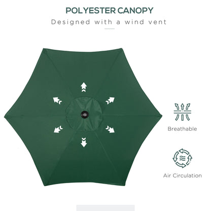 6.6FT Patio Umbrella, Outdoor Parasol with 6 Solid Ribs, Green