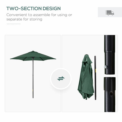 6.6FT Patio Umbrella, Outdoor Parasol with 6 Solid Ribs, Green