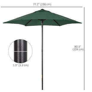 6.6FT Patio Umbrella, Outdoor Parasol with 6 Solid Ribs, Green