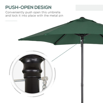 6.6FT Patio Umbrella, Outdoor Parasol with 6 Solid Ribs, Green