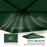 10' x 10' Canopy Replacement 2-Tier Gazebo Canopy Top Cover, Green