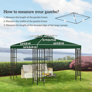 10' x 10' Canopy Replacement 2-Tier Gazebo Canopy Top Cover, Green