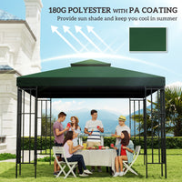 10' x 10' Canopy Replacement 2-Tier Gazebo Canopy Top Cover, Green