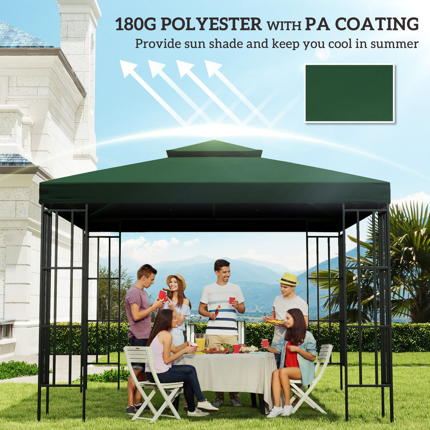 10' x 10' Canopy Replacement 2-Tier Gazebo Canopy Top Cover, Green