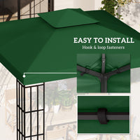 10' x 10' Canopy Replacement 2-Tier Gazebo Canopy Top Cover, Green