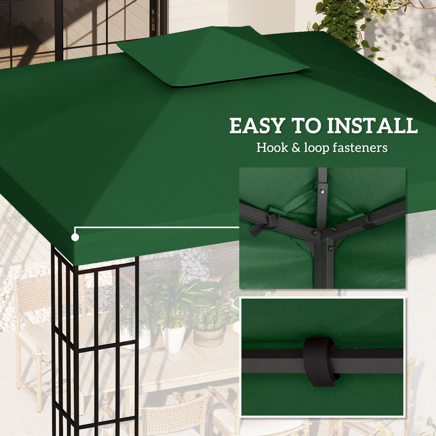 10' x 10' Canopy Replacement 2-Tier Gazebo Canopy Top Cover, Green