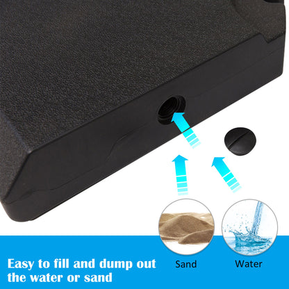 4 Pieces Umbrella Base Parasol Stand for Cantilever Umbrella Fill w/ Sand or Water Black