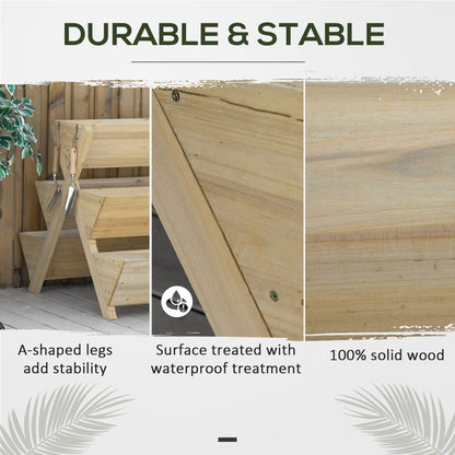 Raised Garden Bed Wood, Freestanding Planter Stand with 5 Planting Boxes and 4 Hooks, Good for Herbs, Flowers, or Vegetables in Patio Balcony Indoor Outdoor
