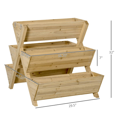 Raised Garden Bed Wood, Freestanding Planter Stand with 5 Planting Boxes and 4 Hooks, Good for Herbs, Flowers, or Vegetables in Patio Balcony Indoor Outdoor