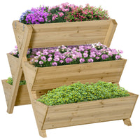 Raised Garden Bed Wood, Freestanding Planter Stand with 5 Planting Boxes and 4 Hooks, Good for Herbs, Flowers, or Vegetables in Patio Balcony Indoor Outdoor