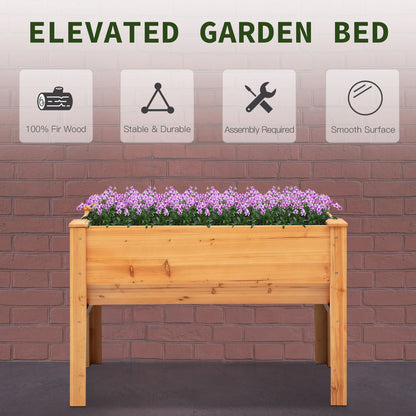 Wooden Raised Garden Plant Stand Outdoor Tall Flower Bed Box with Hooks, 48" x 24" x 32", Nature Wood