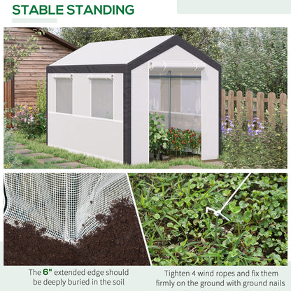 6.6' x 10' x 7' Heavy Duty Walk-In Greenhouse Vegetable Seed Growth Tent Outdoor Plant Growing Tunnel Warm House Flower Shed Backyard White