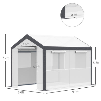 6.6' x 10' x 7' Heavy Duty Walk-In Greenhouse Vegetable Seed Growth Tent Outdoor Plant Growing Tunnel Warm House Flower Shed Backyard White