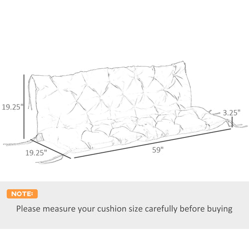 Porch Swing Cushion Garden Bench Cushion with Backrest, Non-Slip 3-Seater Thick Pad, Swing Chair Mat Replacement for Indoor and Outdoor, 59.1" x 38.6", Dark Blue