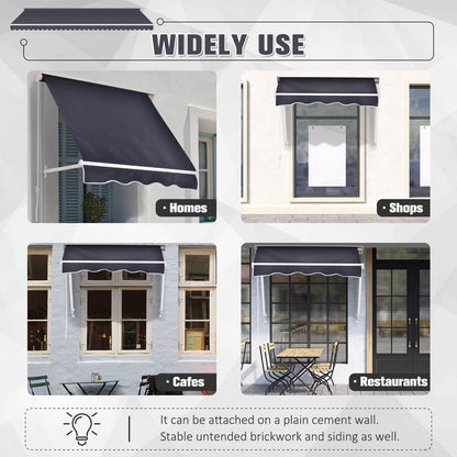 4' x 2.3' Retractable Window Door Awning Patio Canopy Outdoor Sun Shade Shelter Dark Grey
