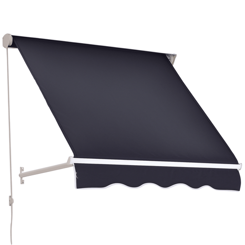 4' x 2.3' Retractable Window Door Awning Patio Canopy Outdoor Sun Shade Shelter Dark Grey