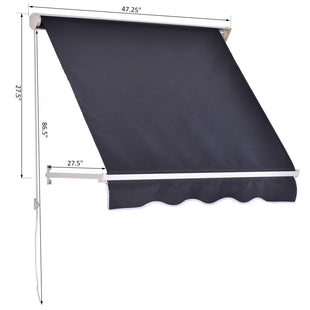 4' x 2.3' Retractable Window Door Awning Patio Canopy Outdoor Sun Shade Shelter Dark Grey