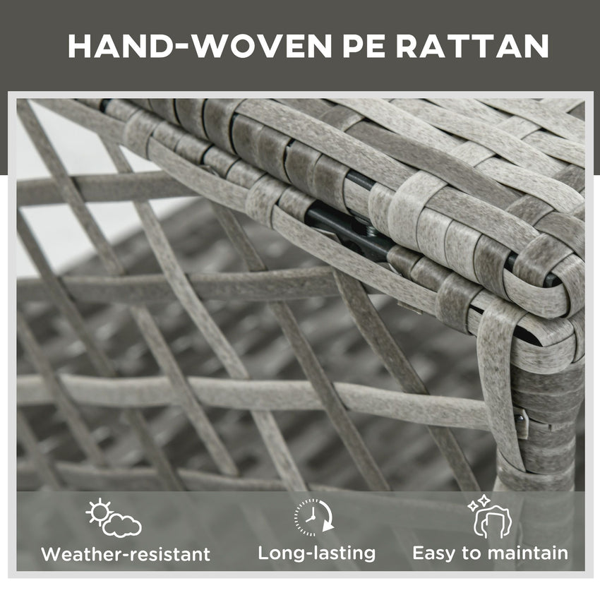 2 Pieces Wicker Patio Lounge Set w/ Cushions, Outdoor PE Rattan Sun Lounger Sets w/ 5-Level Reclining Chaise Chair & Two-tier Glass Top Coffee Table, Cream White