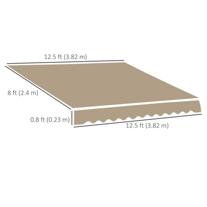 13' x 8' Retractable Awning Fabric Replacement Outdoor Sunshade Canopy Awning Cover, UV Protection, Beige