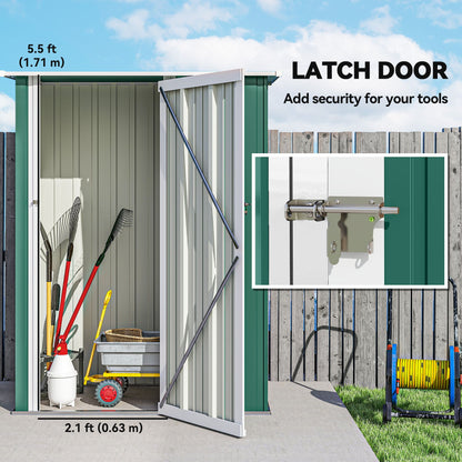 5 x 3ft Outdoor Storage Shed Metal Garden Shed Cabanon with Sloped Roof, Lockable Door for Tool, Green