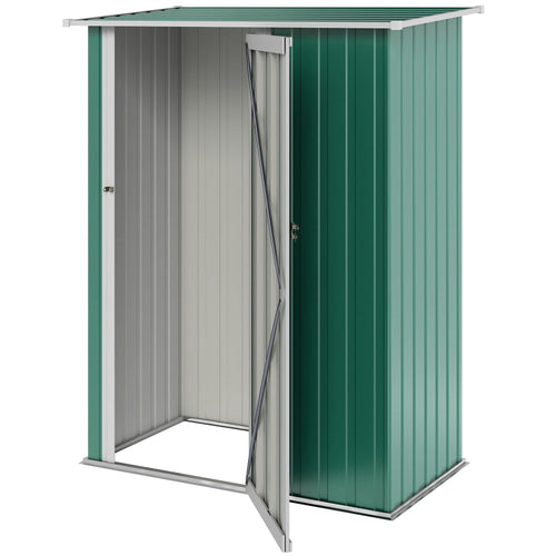 5 x 3ft Outdoor Storage Shed Metal Garden Shed Cabanon with Sloped Roof, Lockable Door for Tool, Green