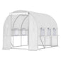 10' x 6.6' x 6.6' Walk-in Tunnel Greenhouse with Quality PE Cover, Zipper Doors & Mesh Windows, White