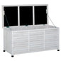 75 Gallon Wooden Storage Box patio Deck Box Bench, Garden Backyard Outdoor Storage Container with Aerating Gap & Weather-Fighting Finish, White