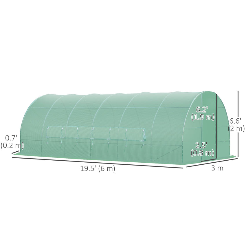 20x10x6.6ft Heavy Duty Outdoor Walk-in Tunnel Greenhouse Portable Garden Planting Warm House with PE Cover Green