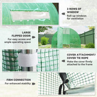 20x10x6.6ft Heavy Duty Outdoor Walk-in Tunnel Greenhouse Portable Garden Planting Warm House with PE Cover Green