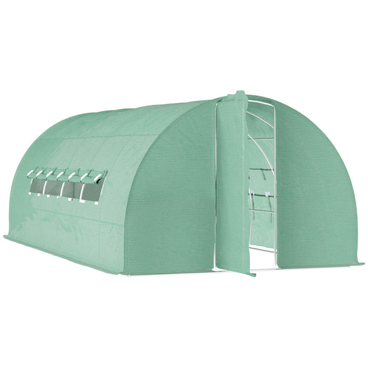 20x10x6.6ft Heavy Duty Outdoor Walk-in Tunnel Greenhouse Portable Garden Planting Warm House with PE Cover Green