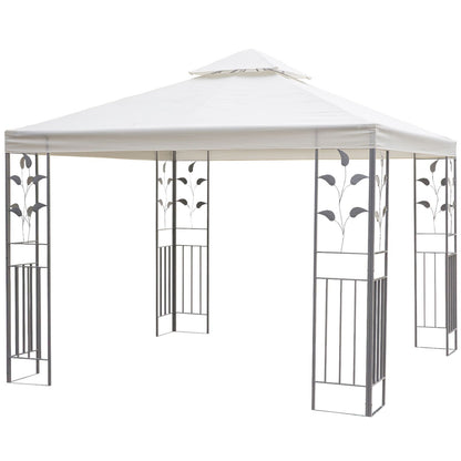 10' x 10' Outdoor Garden Metal Gazebo Patio Canopy Marquee Patio Party Tent Canopy Shelter Vented Roof Decorative Frame, Cream