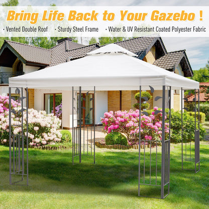 10' x 10' Outdoor Garden Metal Gazebo Patio Canopy Marquee Patio Party Tent Canopy Shelter Vented Roof Decorative Frame, Cream