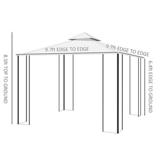 10' x 10' Outdoor Garden Metal Gazebo Patio Canopy Marquee Patio Party Tent Canopy Shelter Vented Roof Decorative Frame, Cream