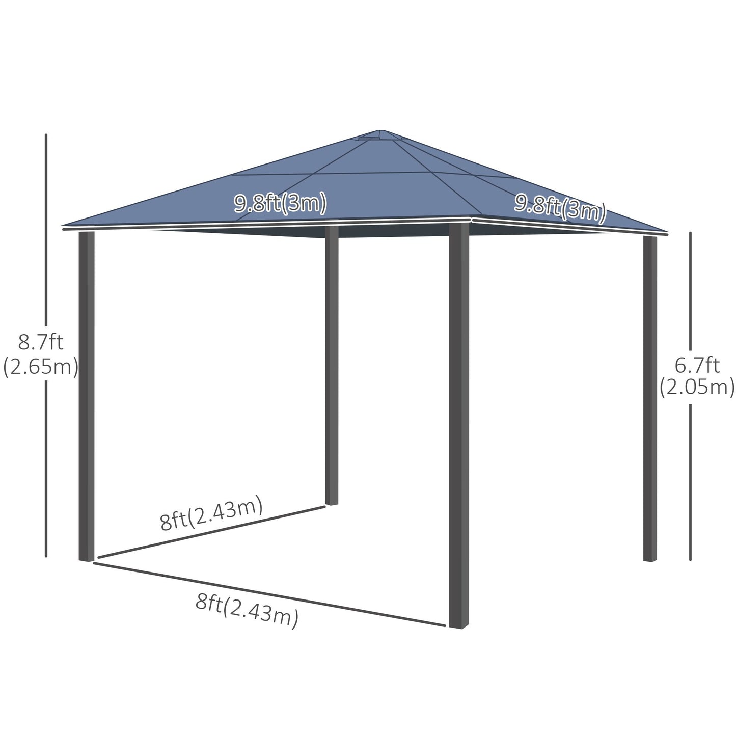10x10ft Hardtop Gazebo with Aluminum Frame, Polycarbonate Gazebo Canopy with Curtains and Netting
