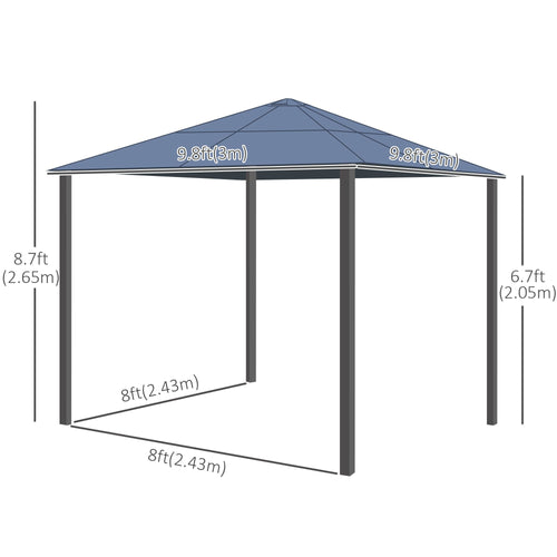 10x10ft Hardtop Gazebo with Aluminum Frame, Polycarbonate Gazebo Canopy with Curtains and Netting