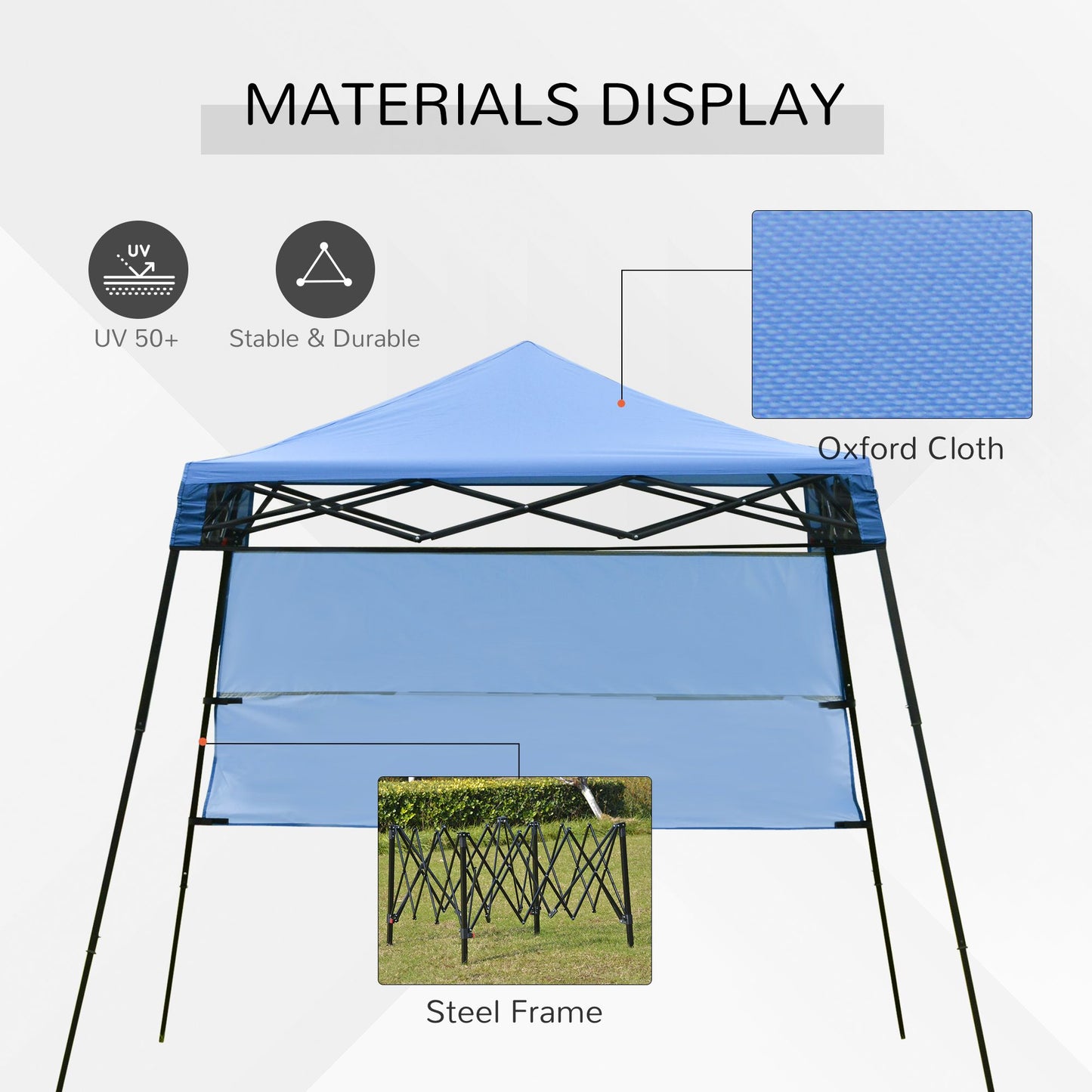 7' x 7' Garden Foldable Pop Up Gazebo Tent with Backpack & Adjustable Legs Outdoor Party Canopy, Blue & Black