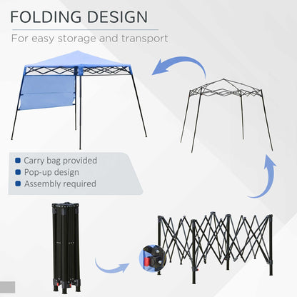 7' x 7' Garden Foldable Pop Up Gazebo Tent with Backpack & Adjustable Legs Outdoor Party Canopy, Blue & Black