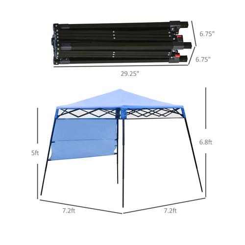 7' x 7' Garden Foldable Pop Up Gazebo Tent with Backpack & Adjustable Legs Outdoor Party Canopy, Blue & Black