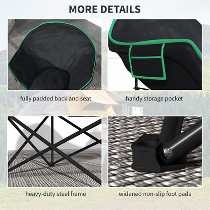 Foldable Camping Chair Padded Moon Saucer Chair with Carry Bag, Storage Pocket for Outdoor, Beach, Picnic, Hiking, Fishing, Travel