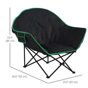 Foldable Camping Chair Padded Moon Saucer Chair with Carry Bag, Storage Pocket for Outdoor, Beach, Picnic, Hiking, Fishing, Travel