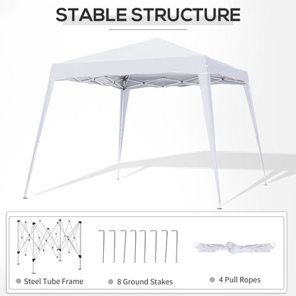 8' x 8' Pop Up Canopy, Outdoor Foldable Tent, Portable Canopy Tent with Carrying Bag for Camping, Party, Picnic, White