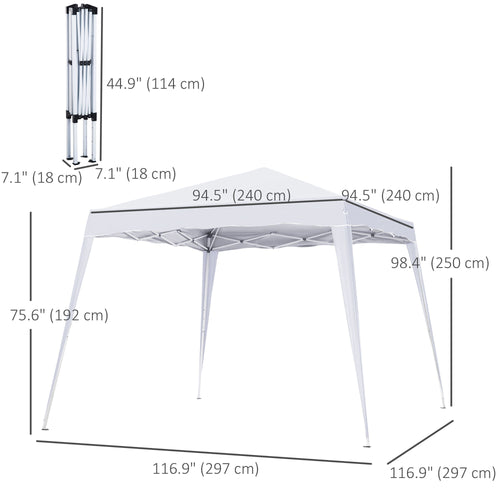8' x 8' Pop Up Canopy, Outdoor Foldable Tent, Portable Canopy Tent with Carrying Bag for Camping, Party, Picnic, White