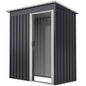 5 x 3 FT Outdoor Storage Shed with Sliding Door and Sloped Roof, Steel Frame Garden Shed Tool Equipment, Black