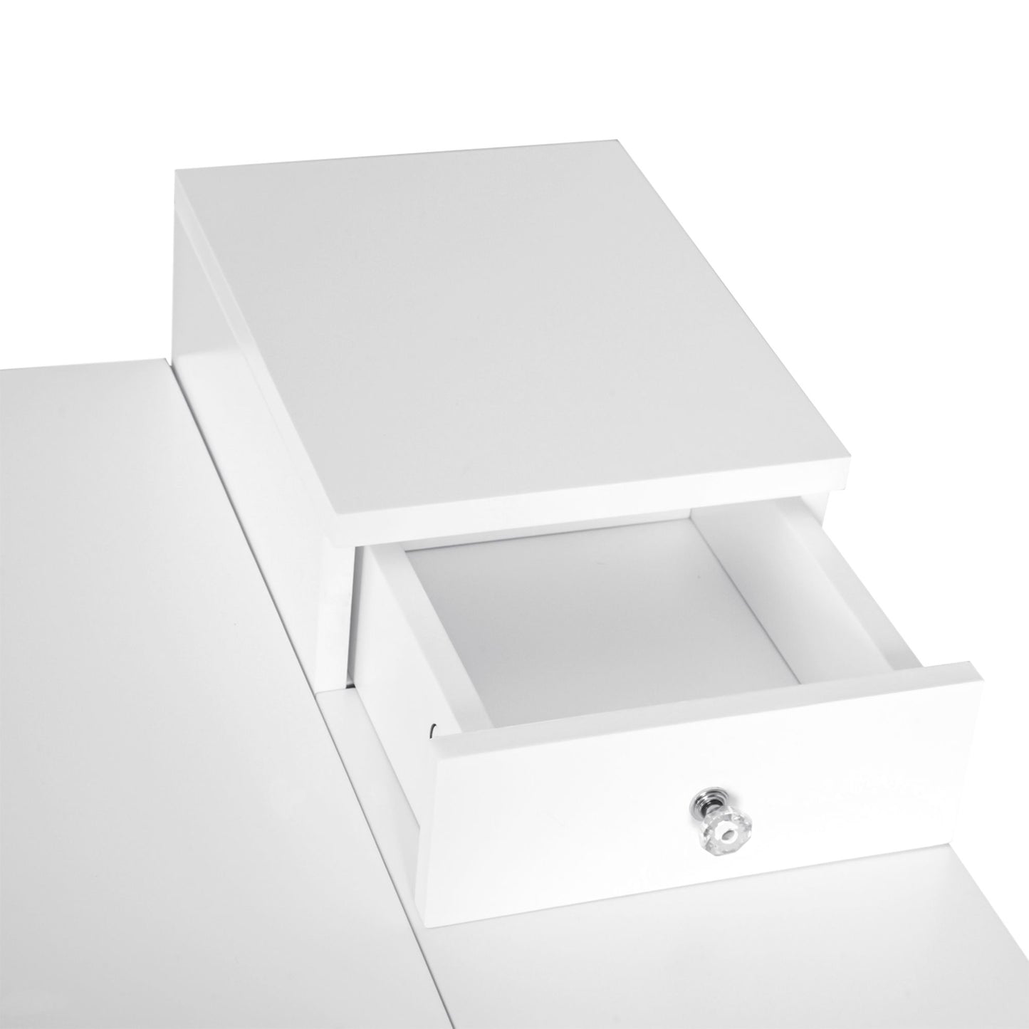 Makeup Vanity Table with Flip-up Mirror, Modern Dressing Table with 2 Drawers for Bedroom, White