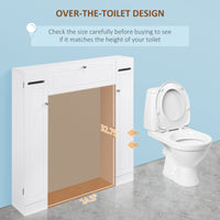 Over the Toilet Storage Cabinet, Freestanding Bathroom Organizers Cabinet with Flip Up Door and Adjustable Shelves for Laundry Room, White