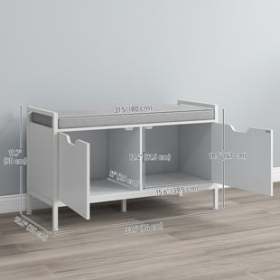 Shoe Storage Bench with Seat Cushion, Shoe Cabinet for Hallway, Entryway Bench, Supports 352lbs, White