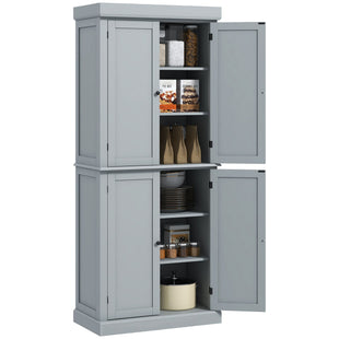 72.5" Freestanding Kitchen Pantry Cabinet with 4 Doors, Grey
