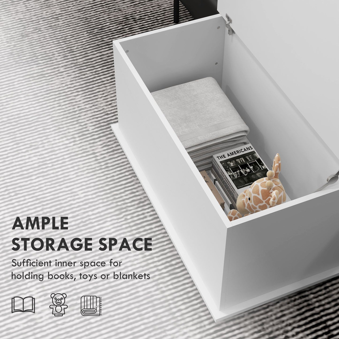 31.5" Storage Chest with 2 Safety Hinges, Storage Box Organizer with Flip-Top Lid, Entryway Storage Bench, Oak