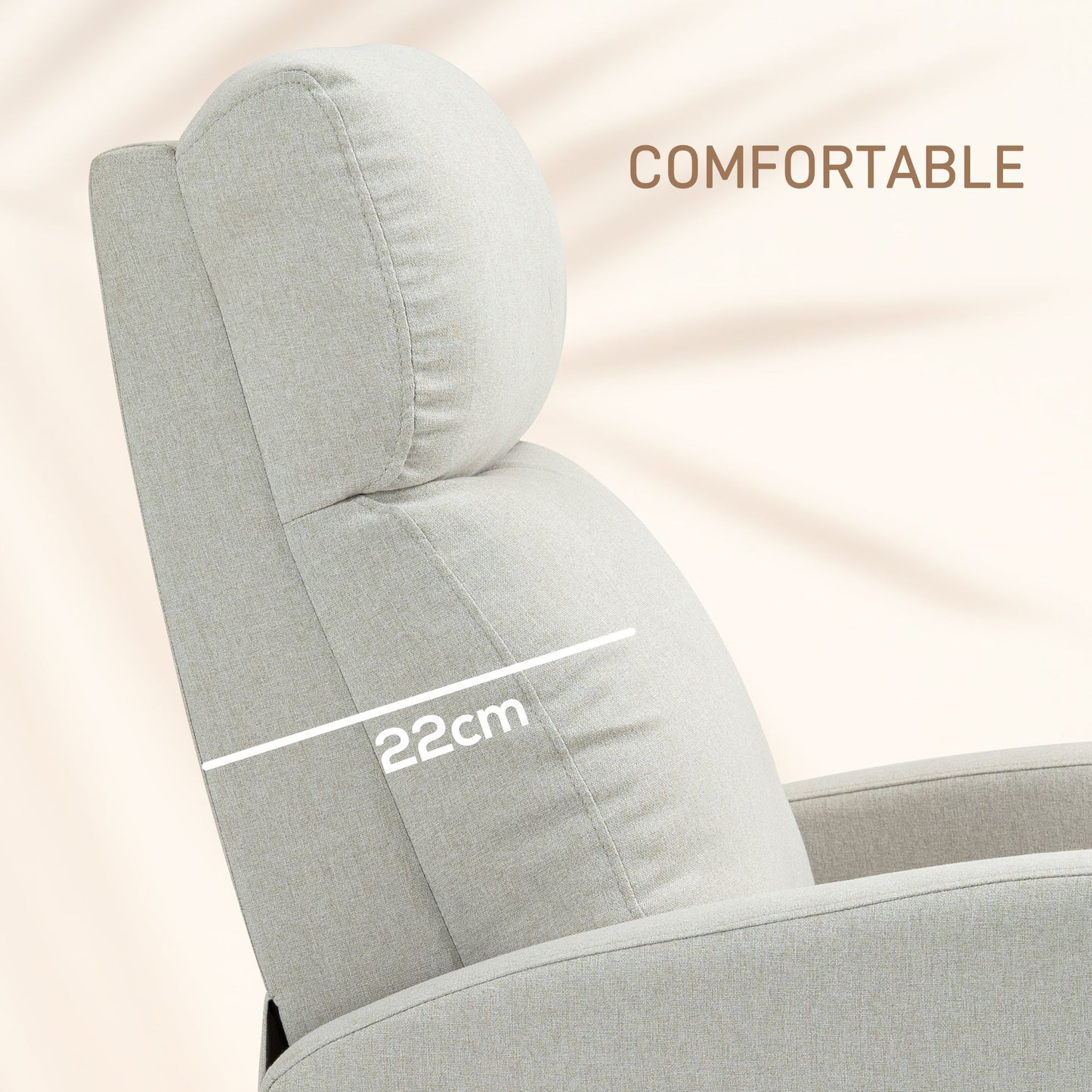 Fabric Recliner Chair Manual Home Theater Seating Single Reclining Sofa Chair with Padded Seat for Living Room, Cream White