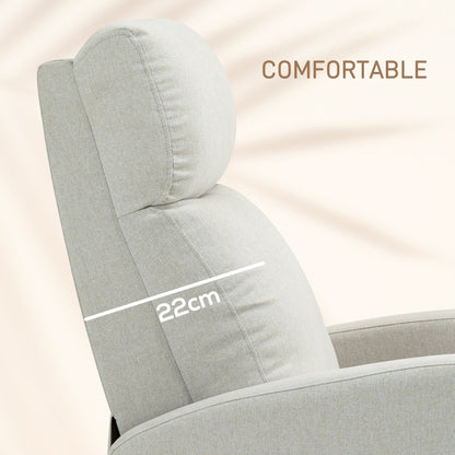 Fabric Recliner Chair Manual Home Theater Seating Single Reclining Sofa Chair with Padded Seat for Living Room, Cream White